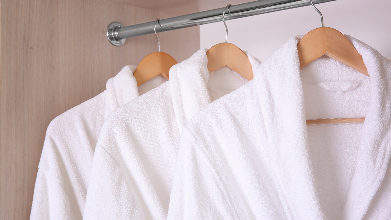 Soft terry bathrobe made from 100% ring-spun cotton — ideal for guest comfort after a bath, spa session, or restful hotel stay.