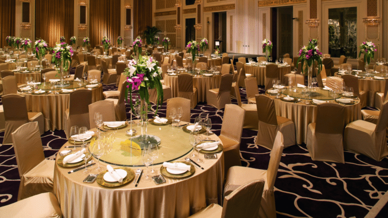 Chair covers in polyester, satin, and spandex — designed for durability, elegance, and easy maintenance across diverse hospitality and event themes.